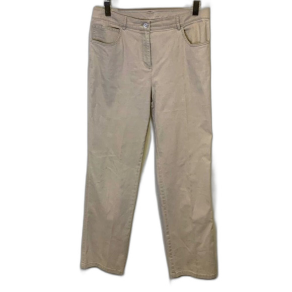 St John Sport Tan High Rise Straight Leg 5 Pocket Jean Style Pants Size 10 - Picture 3 of 12